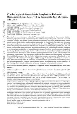 Combating Misinformation in Bangladesh: Roles and Responsibilities as
  Perceived by Journalists, Fact-checkers, and Users