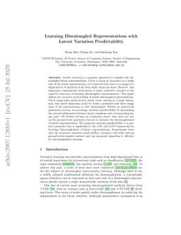 Learning Disentangled Representations with Latent Variation
  Predictability
