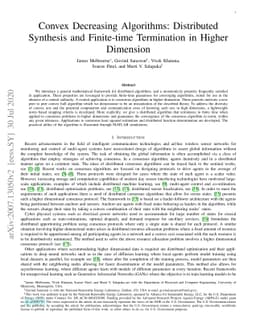 Convex Decreasing Algorithms: Distributed Synthesis and Finite-time
  Termination in Higher Dimension
