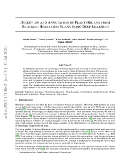 Detection and Annotation of Plant Organs from Digitized Herbarium Scans
  using Deep Learning