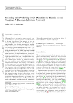Modeling and Predicting Trust Dynamics in Human-Robot Teaming: A
  Bayesian Inference Approach