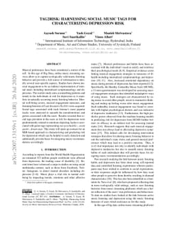 Tag2Risk: Harnessing Social Music Tags for Characterizing Depression
  Risk