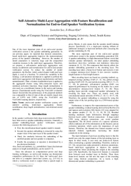 Self-Attentive Multi-Layer Aggregation with Feature Recalibration and
  Normalization for End-to-End Speaker Verification System