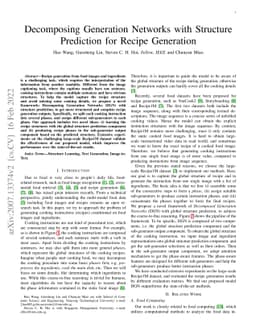 Decomposing Generation Networks with Structure Prediction for Recipe
  Generation