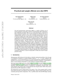 Practical and sample efficient zero-shot HPO