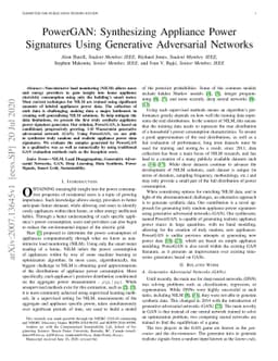 PowerGAN: Synthesizing Appliance Power Signatures Using Generative
  Adversarial Networks