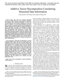 Additive Tensor Decomposition Considering Structural Data Information