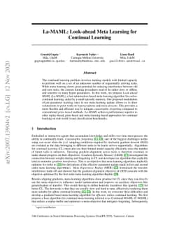 La-MAML: Look-ahead Meta Learning for Continual Learning