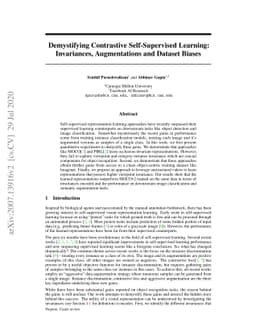 Demystifying Contrastive Self-Supervised Learning: Invariances,
  Augmentations and Dataset Biases