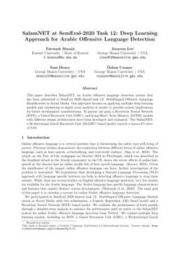 SalamNET at SemEval-2020 Task12: Deep Learning Approach for Arabic
  Offensive Language Detection