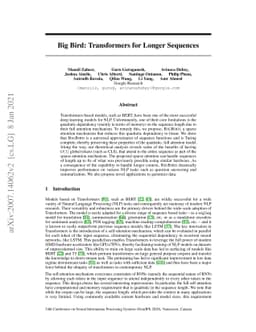 Big Bird: Transformers for Longer Sequences