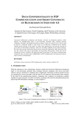 Data Confidentiality In P2P Communication And Smart Contracts Of
  Blockchain In Industry 4.0