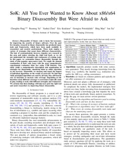 SoK: All You Ever Wanted to Know About x86/x64 Binary Disassembly But
  Were Afraid to Ask