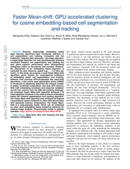 Faster Mean-shift: GPU-accelerated clustering for cosine embedding-based
  cell segmentation and tracking