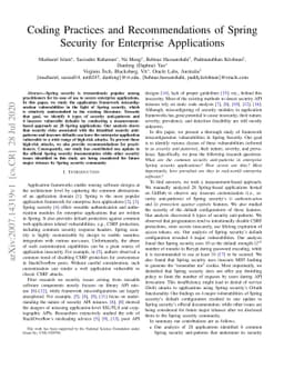 Coding Practices and Recommendations of Spring Security for Enterprise
  Applications