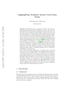 JugglingSwap: Scriptless Atomic Cross-Chain Swaps
