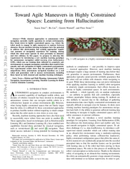 Toward Agile Maneuvers in Highly Constrained Spaces: Learning from
  Hallucination