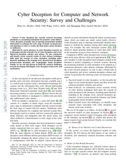 Cyber Deception for Computer and Network Security: Survey and Challenges