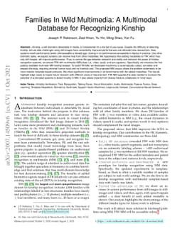 Families In Wild Multimedia: A Multimodal Database for Recognizing
  Kinship