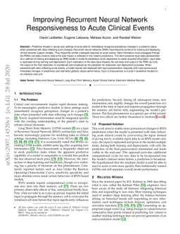 Improving Recurrent Neural Network Responsiveness to Acute Clinical
  Events
