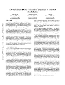 Efficient Cross-Shard Transaction Execution in Sharded Blockchains