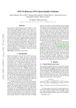 DNN No-Reference PSTN Speech Quality Prediction
