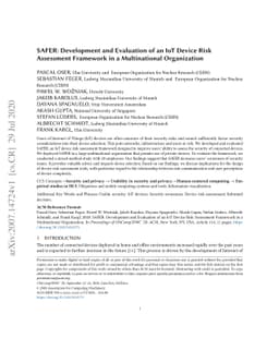 SAFER: Development and Evaluation of an IoT Device Risk Assessment
  Framework in a Multinational Organization