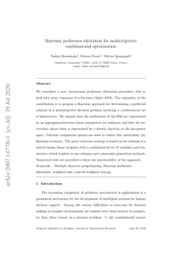 Bayesian preference elicitation for multiobjective combinatorial
  optimization