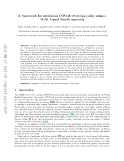 A framework for optimizing COVID-19 testing policy using a Multi Armed
  Bandit approach