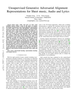 Unsupervised Generative Adversarial Alignment Representation for Sheet
  music, Audio and Lyrics