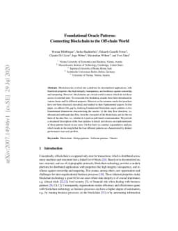 Foundational Oracle Patterns: Connecting Blockchain to the Off-chain
  World