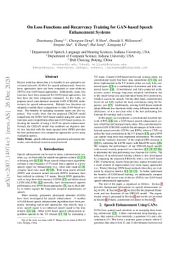 On Loss Functions and Recurrency Training for GAN-based Speech
  Enhancement Systems
