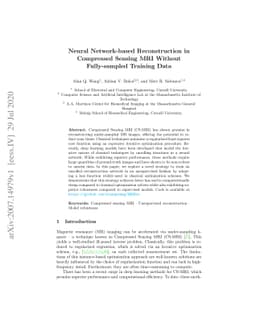 Neural Network-based Reconstruction in Compressed Sensing MRI Without
  Fully-sampled Training Data