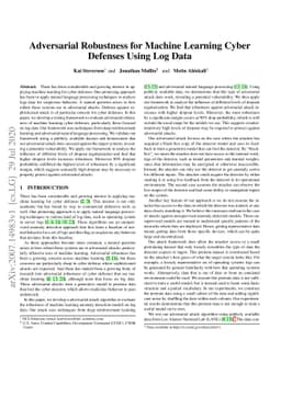 Adversarial Robustness for Machine Learning Cyber Defenses Using Log
  Data