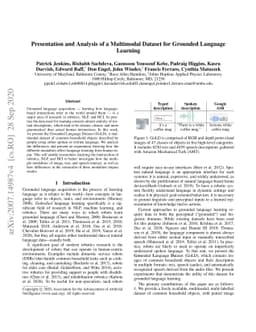 Presentation and Analysis of a Multimodal Dataset for Grounded Language
  Learning