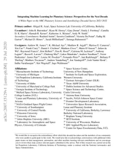 Integrating Machine Learning for Planetary Science: Perspectives for the
  Next Decade