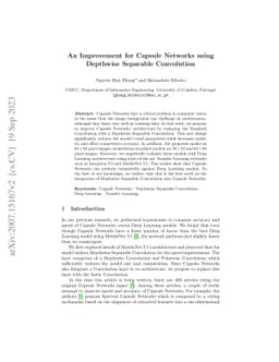 An Improvement for Capsule Networks using Depthwise Separable
  Convolution