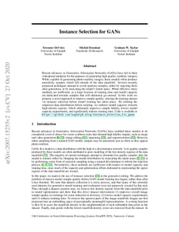 Instance Selection for GANs
