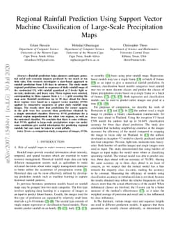 Regional Rainfall Prediction Using Support Vector Machine Classification
  of Large-Scale Precipitation Maps