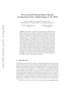 Perceiving 3D Human-Object Spatial Arrangements from a Single Image in
  the Wild