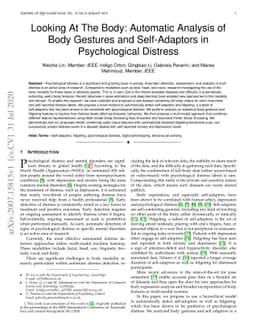 Looking At The Body: Automatic Analysis of Body Gestures and
  Self-Adaptors in Psychological Distress
