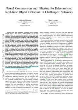 Neural Compression and Filtering for Edge-assisted Real-time Object
  Detection in Challenged Networks