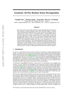 Geometric All-Way Boolean Tensor Decomposition