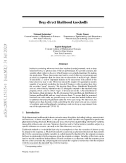 Deep Direct Likelihood Knockoffs