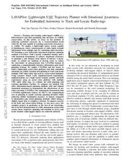LAVAPilot: Lightweight UAV Trajectory Planner with Situational Awareness
  for Embedded Autonomy to Track and Locate Radio-tags