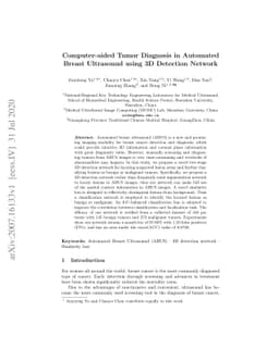 Computer-aided Tumor Diagnosis in Automated Breast Ultrasound using 3D
  Detection Network
