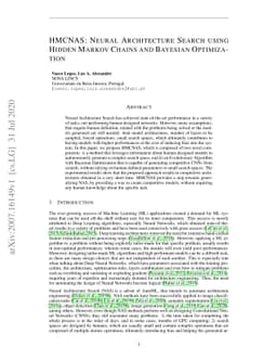 HMCNAS: Neural Architecture Search using Hidden Markov Chains and
  Bayesian Optimization