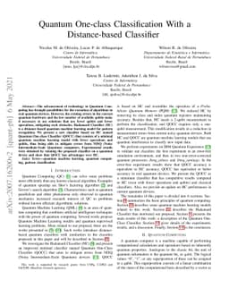 Quantum One-class Classification With a Distance-based Classifier
