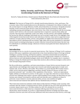 Safety, Security, and Privacy Threats Posed by Accelerating Trends in
  the Internet of Things
