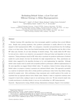 Rethinking Default Values: a Low Cost and Efficient Strategy to Define
  Hyperparameters